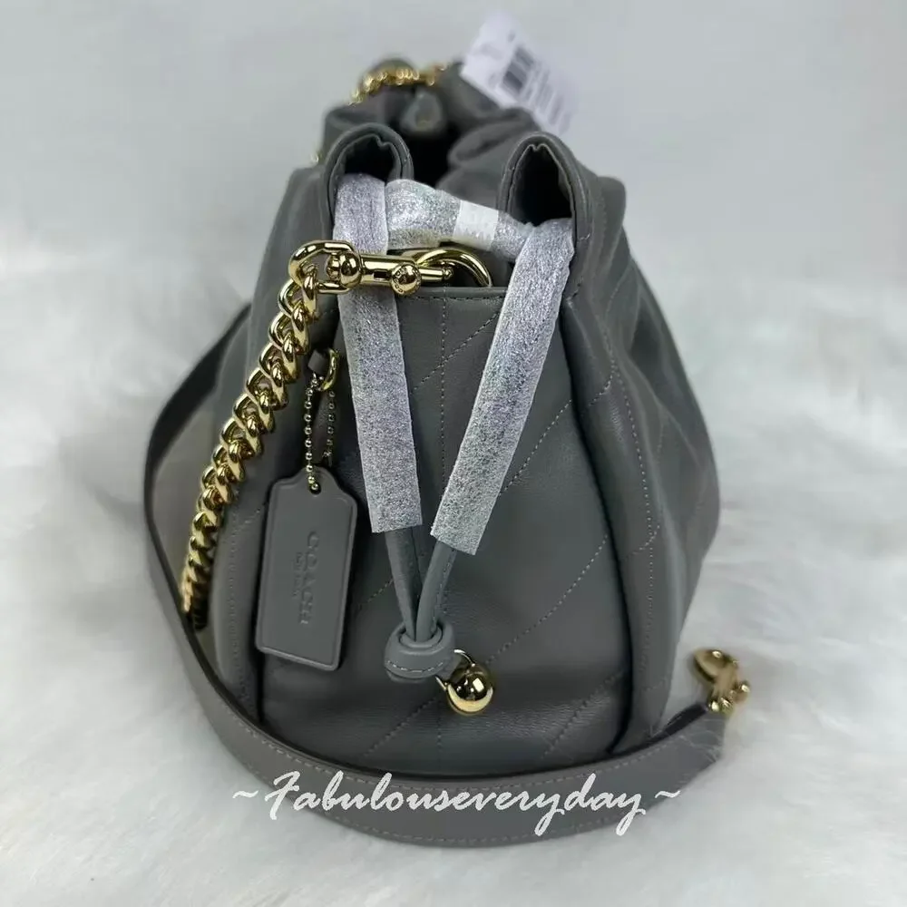 Coach Faye Large Shoulder Bag With Quilting In Leather/Gold/Slate CCZ58 NWT